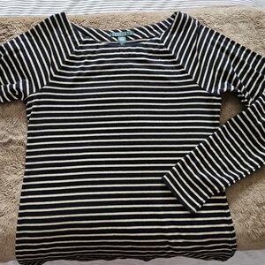 Lauren Ralph Lauren Gold and Black Striped Top Size L